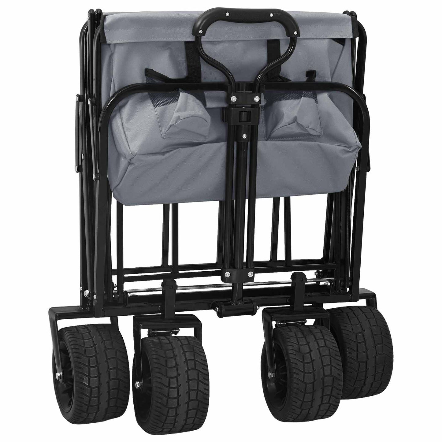Folding Shopping Trolley with Breaks Grey 89 x 63 x 96 cm