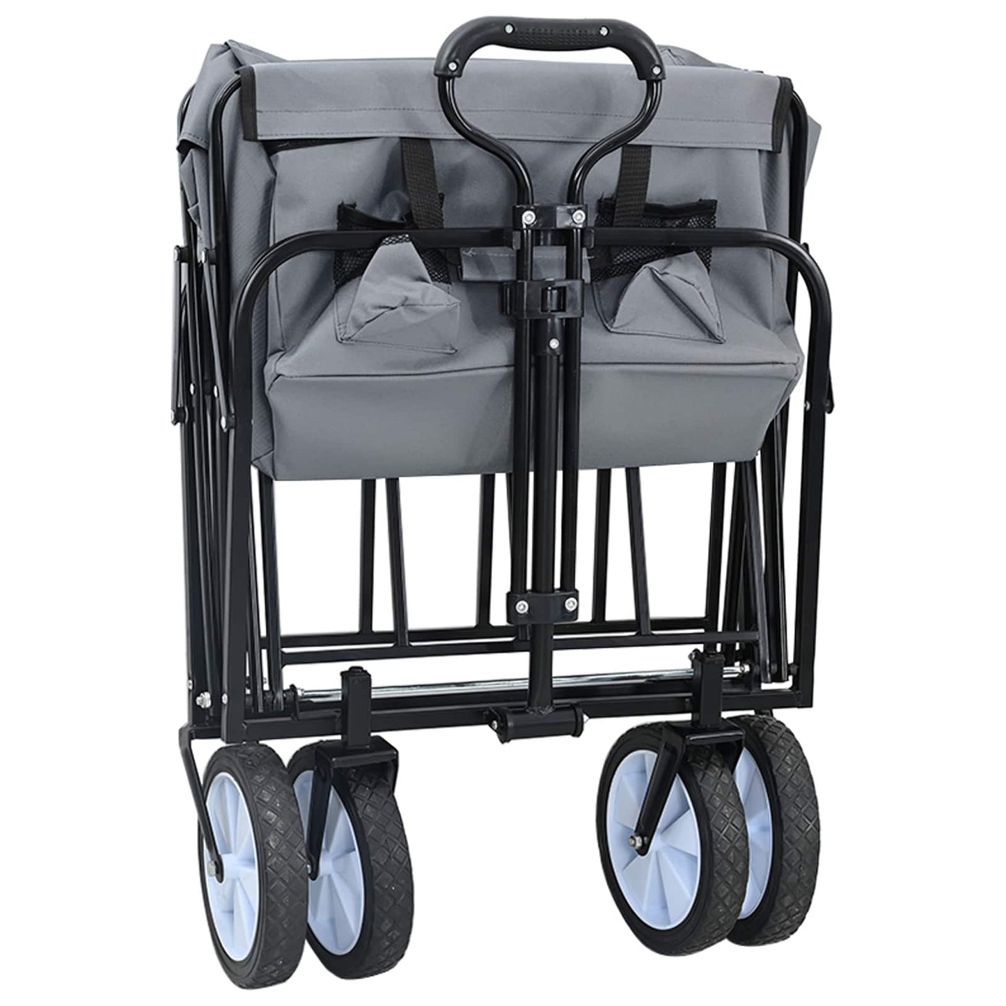 Folding Shopping Trolley with Breaks Grey 94 x 53 x 99 cm