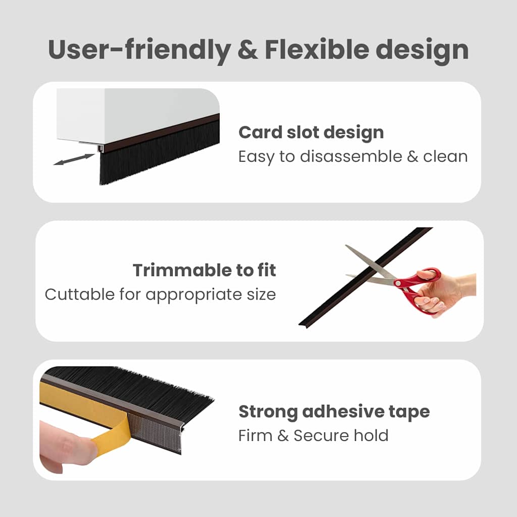Self-adhesive Door Brush Seals 2 pcs Brown 100 cm