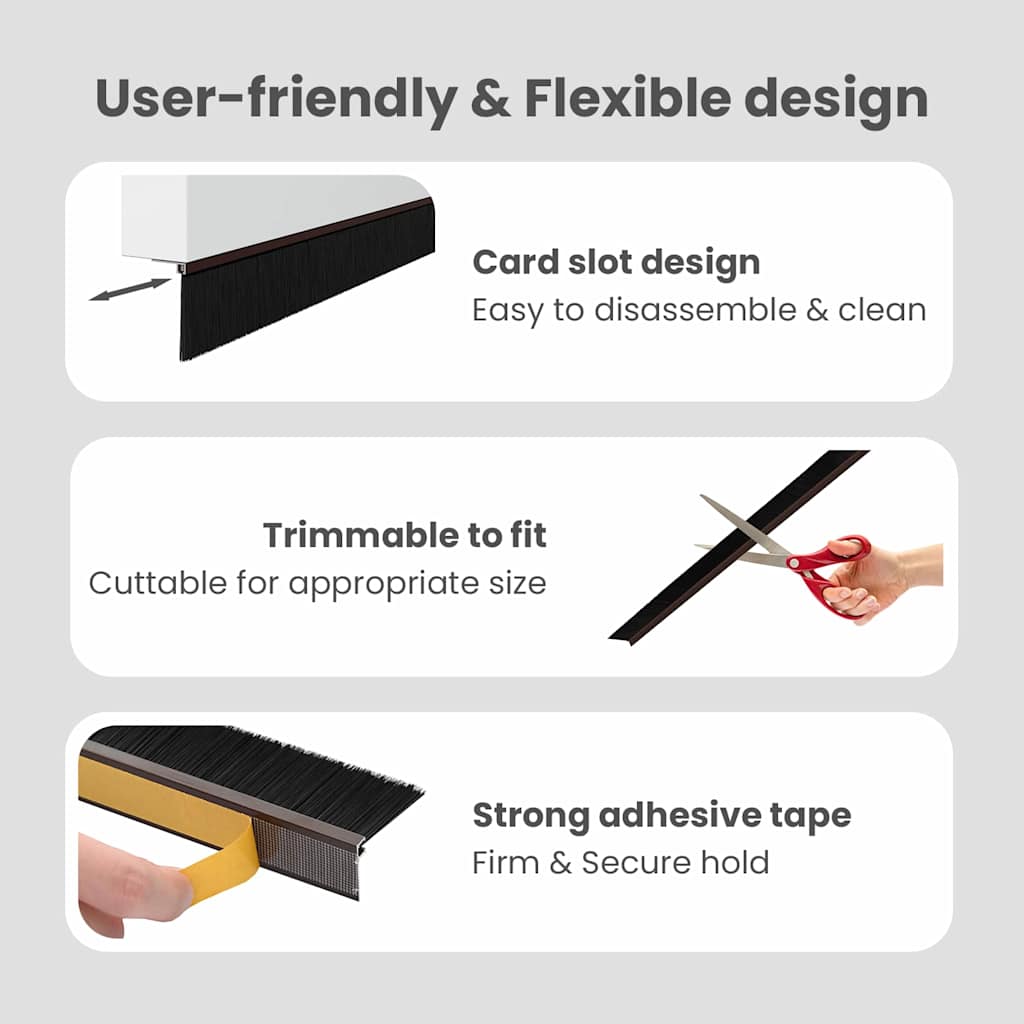 Self-adhesive Door Brush Seals 2 pcs Brown 100 cm