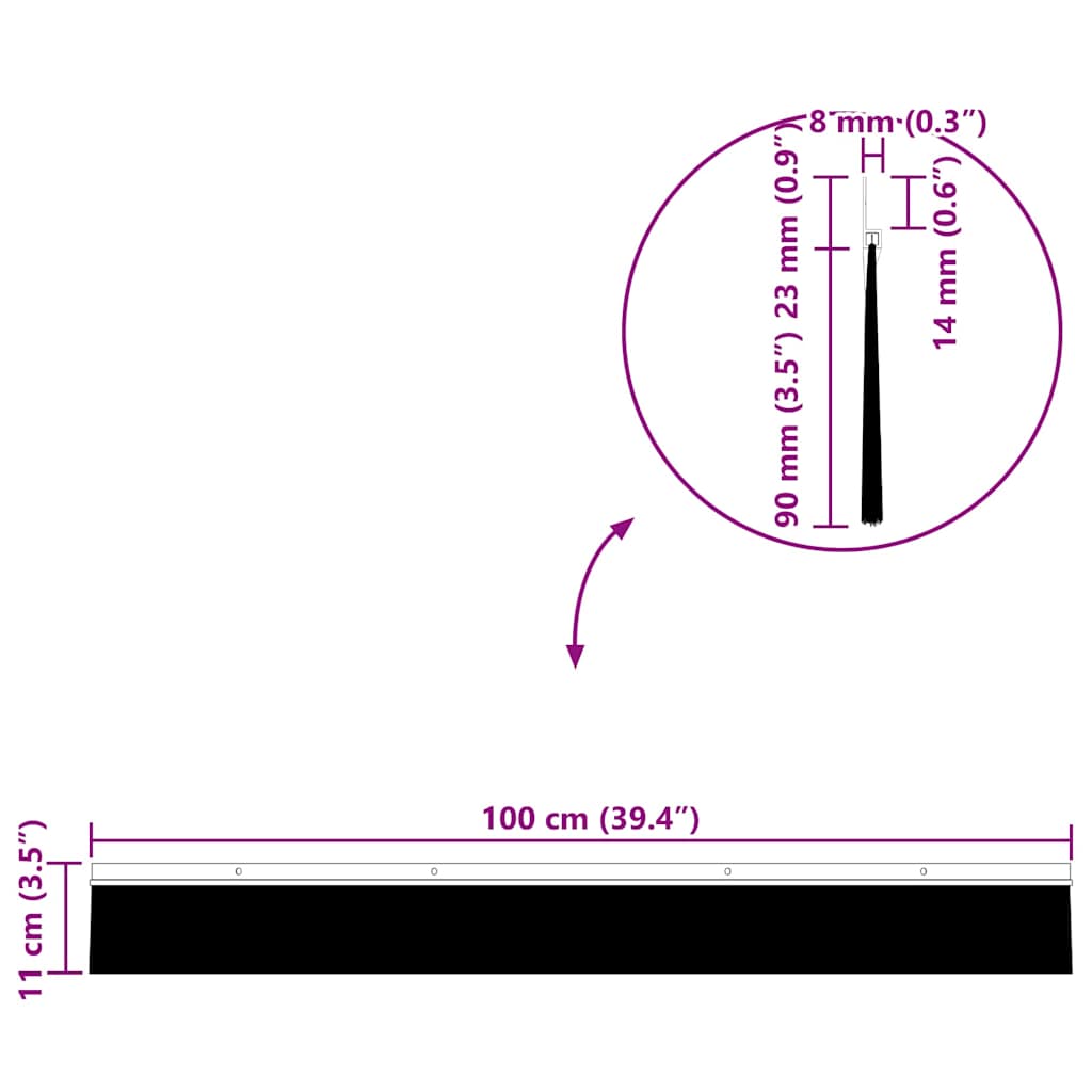 Screw-on Door Brush Seals 6 pcs Brown 100 cm Aluminium Alloy