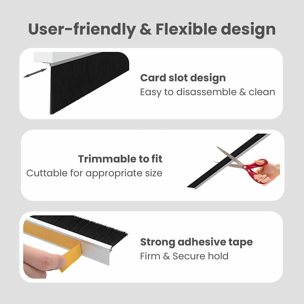 Self-adhesive Door Brush Seals 2 pcs Silver 100 cm