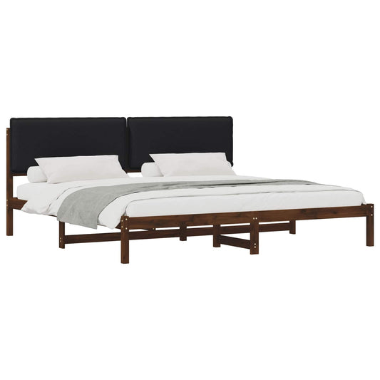 Bed Frame with Upholstered Headboard Dark Brown and Black Bed Frame with Upholstered Headboard Dark Brown and Black