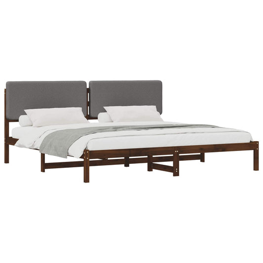 Bed Frame with Upholstered Headboard Dark Brown and Light Grey Bed Frame with Upholstered Headboard Dark Brown and Light Grey