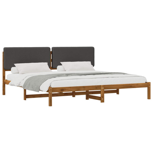 Bed Frame with Upholstered Headboard Natural and Dark Grey Bed Frame with Upholstered Headboard Natural and Dark Grey