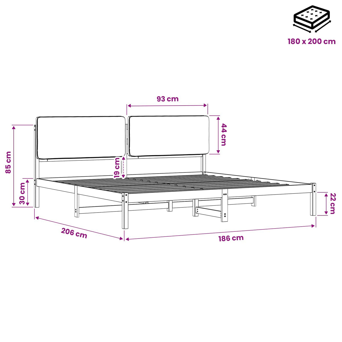 Bed Frame with Upholstered Headboard Whitewash and Taupe
