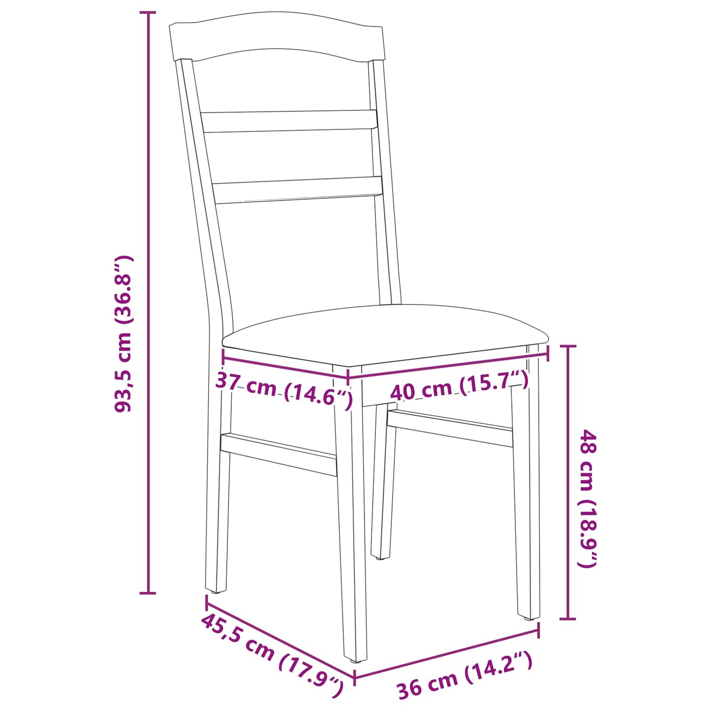 Dining Chair 2 pcs White and Brown Solid Rubber Wood