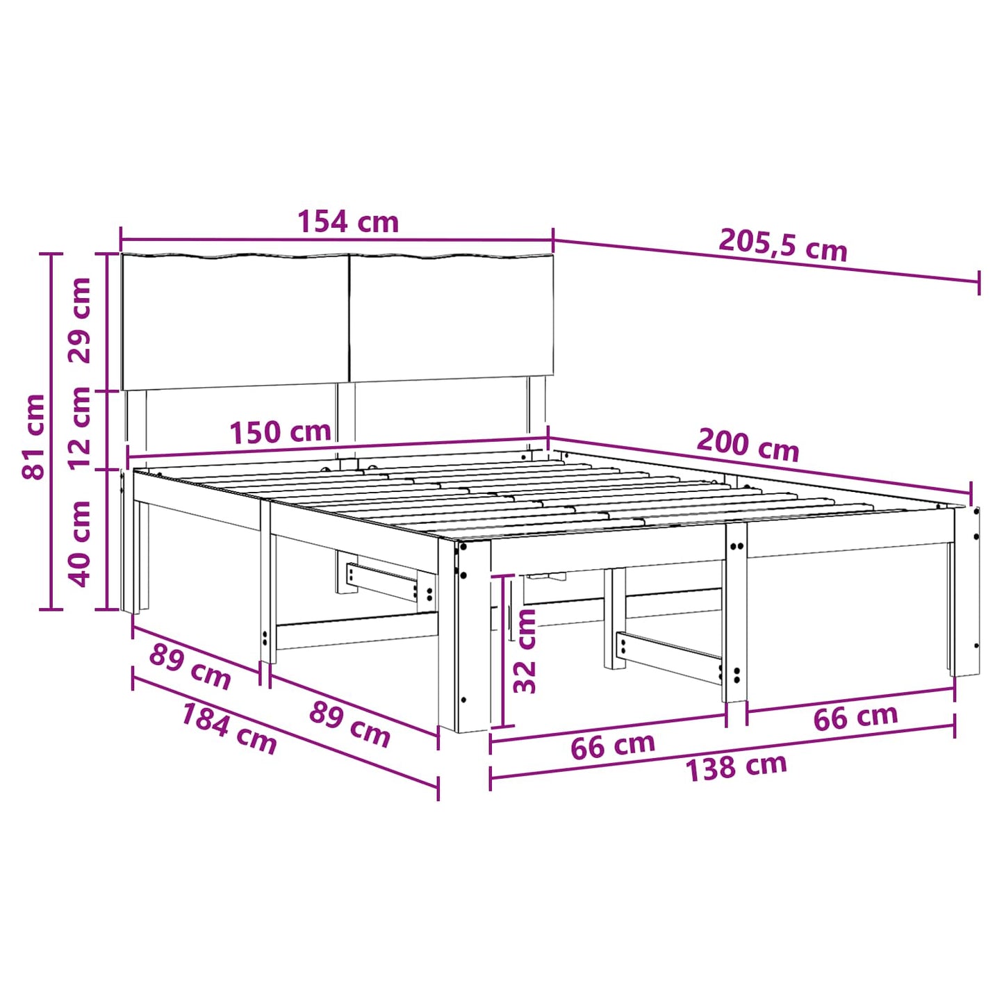Double Bed Frame with Headboard ROSTOCK Dark Brown 150 x 200 cm