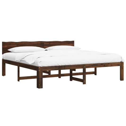 Double Bed Frame with Headboard ROSTOCK Dark Brown 200 x 200 cm Double Bed Frame with Headboard ROSTOCK Dark Brown 200 x 200 cm