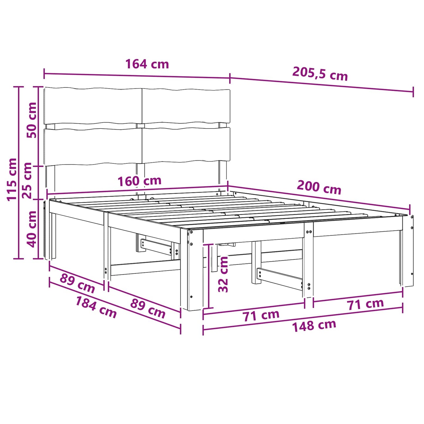 Double Bed Frame with Headboard ROSTOCK Natural 160 x 200 cm