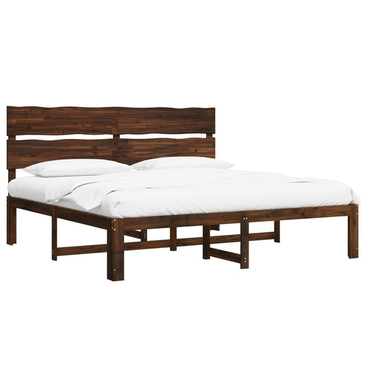 Double Bed Frame with Headboard ROSTOCK Dark Brown 200 x 200 cm Double Bed Frame with Headboard ROSTOCK Dark Brown 200 x 200 cm