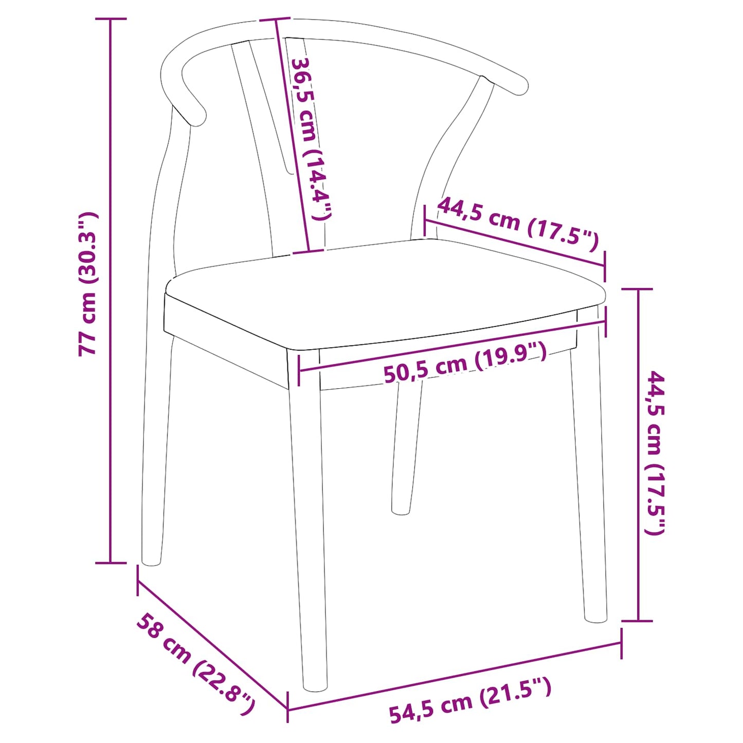 Dining Chair 2 pcs White and Brown Solid Rubber Wood