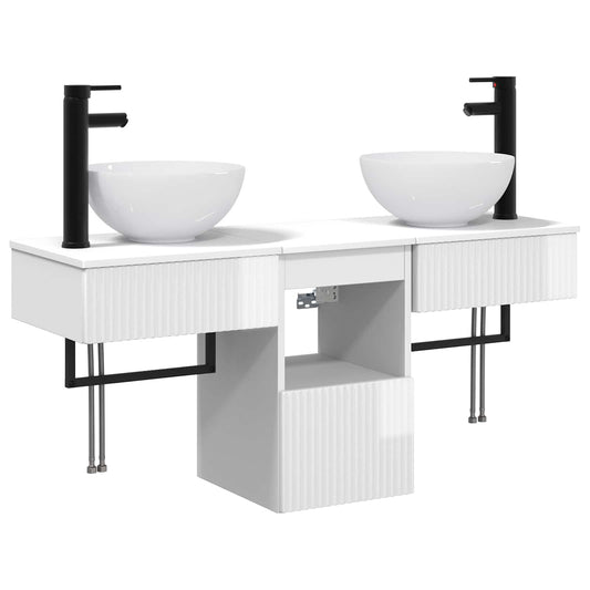 Bathroom Furniture Set 3 pcs High Gloss White Engineered Wood Bathroom Furniture Set 3 pcs High Gloss White Engineered Wood