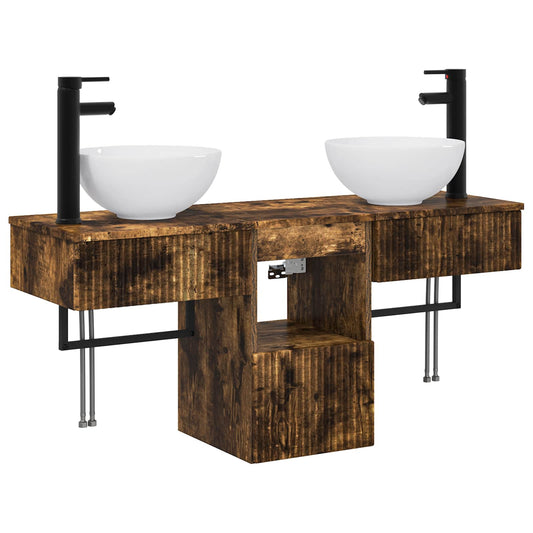 Bathroom Furniture Set 3 pcs Smoked Oak Engineered Wood Bathroom Furniture Set 3 pcs Smoked Oak Engineered Wood