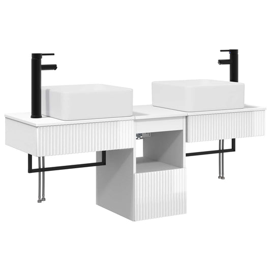 Bathroom Furniture Set 3 pcs High Gloss White Engineered Wood Bathroom Furniture Set 3 pcs High Gloss White Engineered Wood