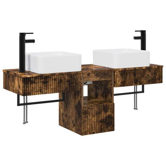 Bathroom Furniture Set 3 pcs Smoked Oak Engineered Wood Bathroom Furniture Set 3 pcs Smoked Oak Engineered Wood