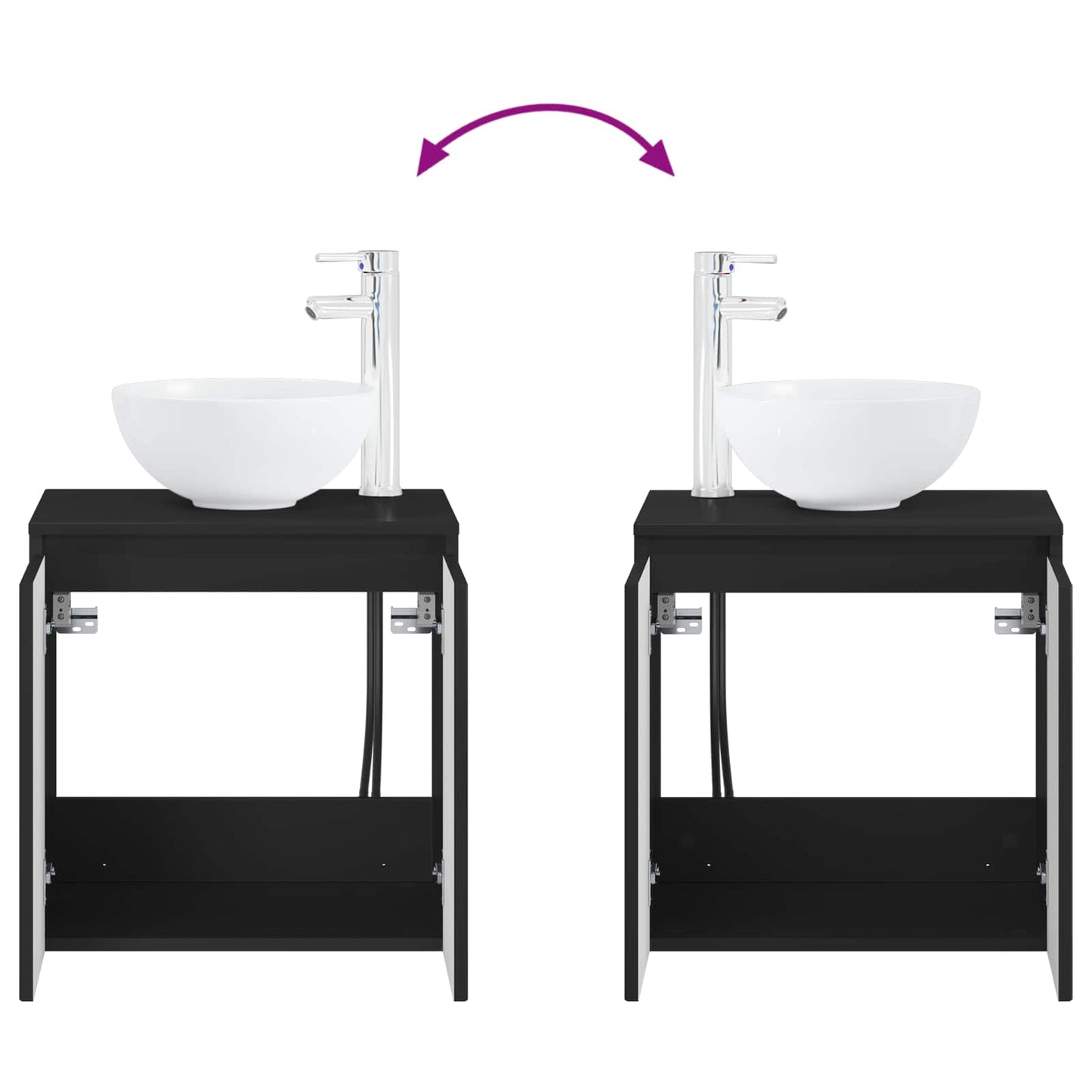 Bathroom Cabinet Set 3 pcs Black 49.5 x 35 x 63 cm