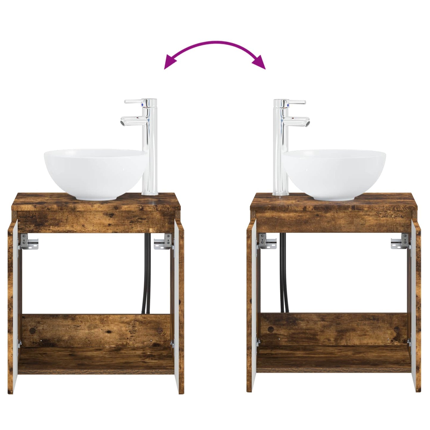 Bathroom Cabinet Set 3 pcs Smoked Oak 49.5 x 41 x 64.5 cm