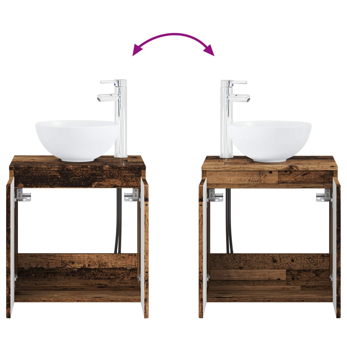 Bathroom Cabinet Set 3 pcs Old Wood 49.5 x 41 x 64.5 cm