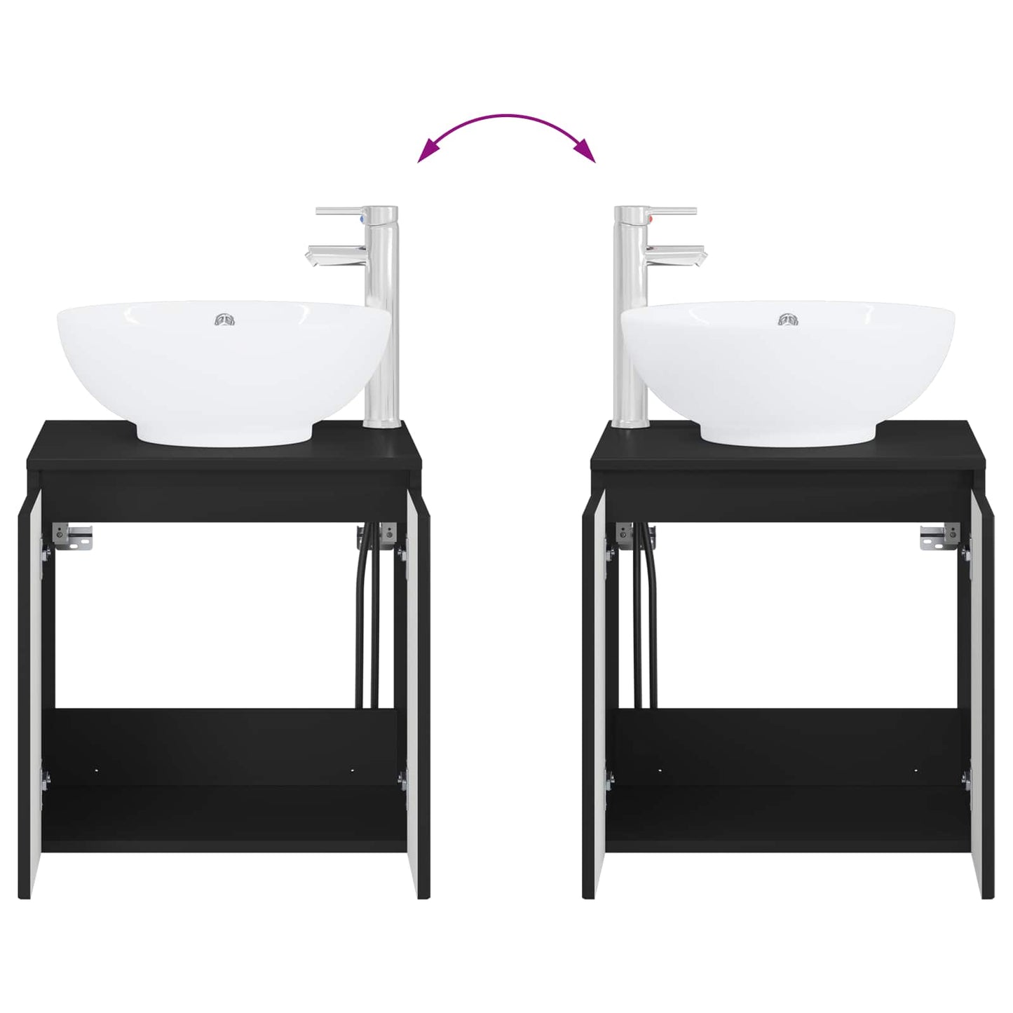 Bathroom Cabinet Set 3 pcs Black 49.5 x 44.5 x 65 cm