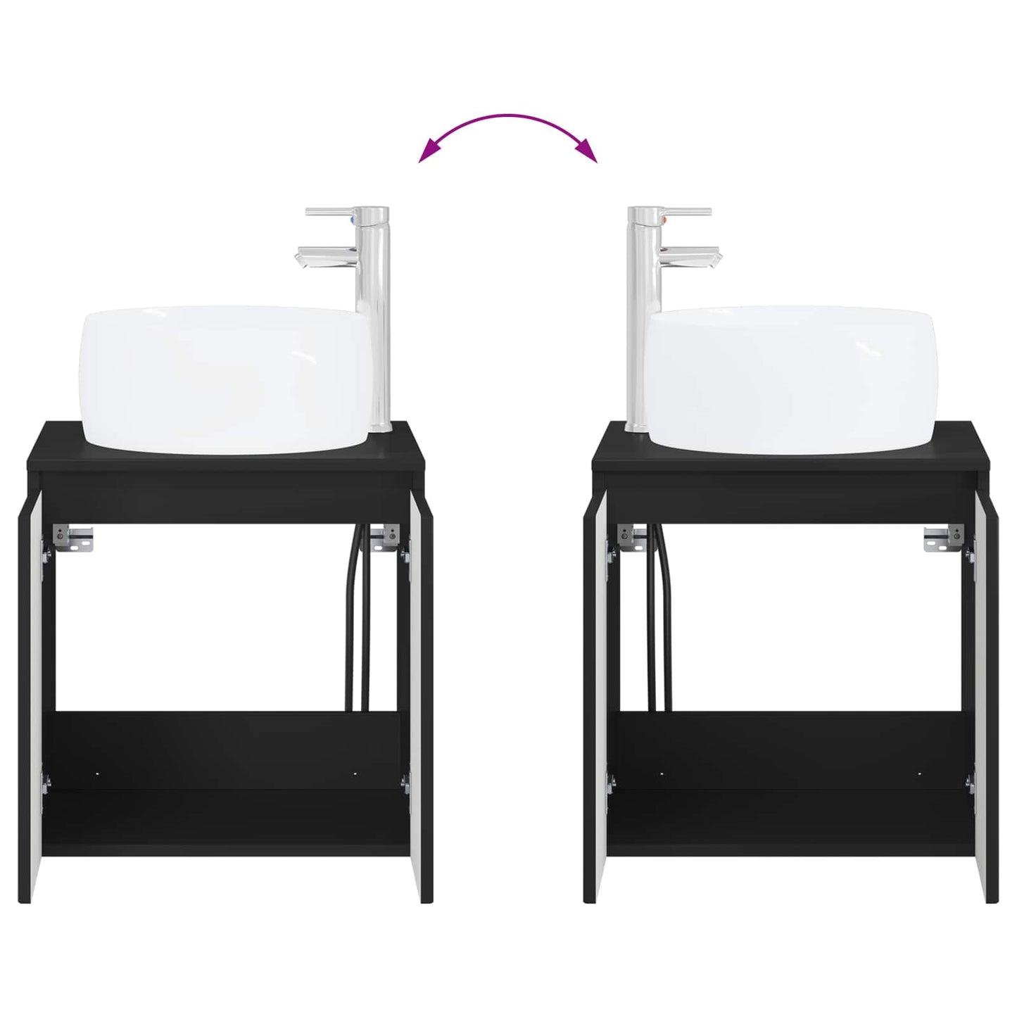 Bathroom Cabinet Set 3 pcs Black 49.5 x 44.5 x 66 cm