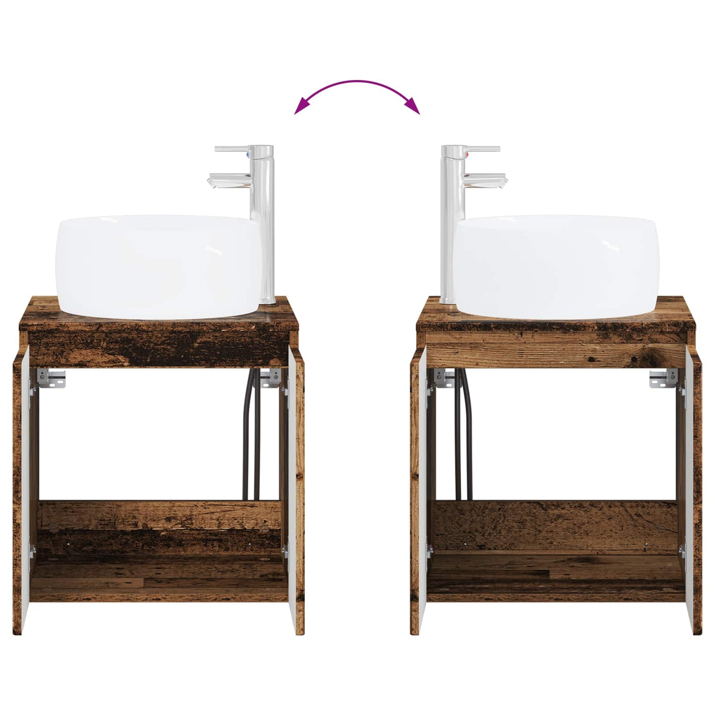 Bathroom Cabinet Set 3 pcs Old Wood 49.5 x 44.5 x 66 cm