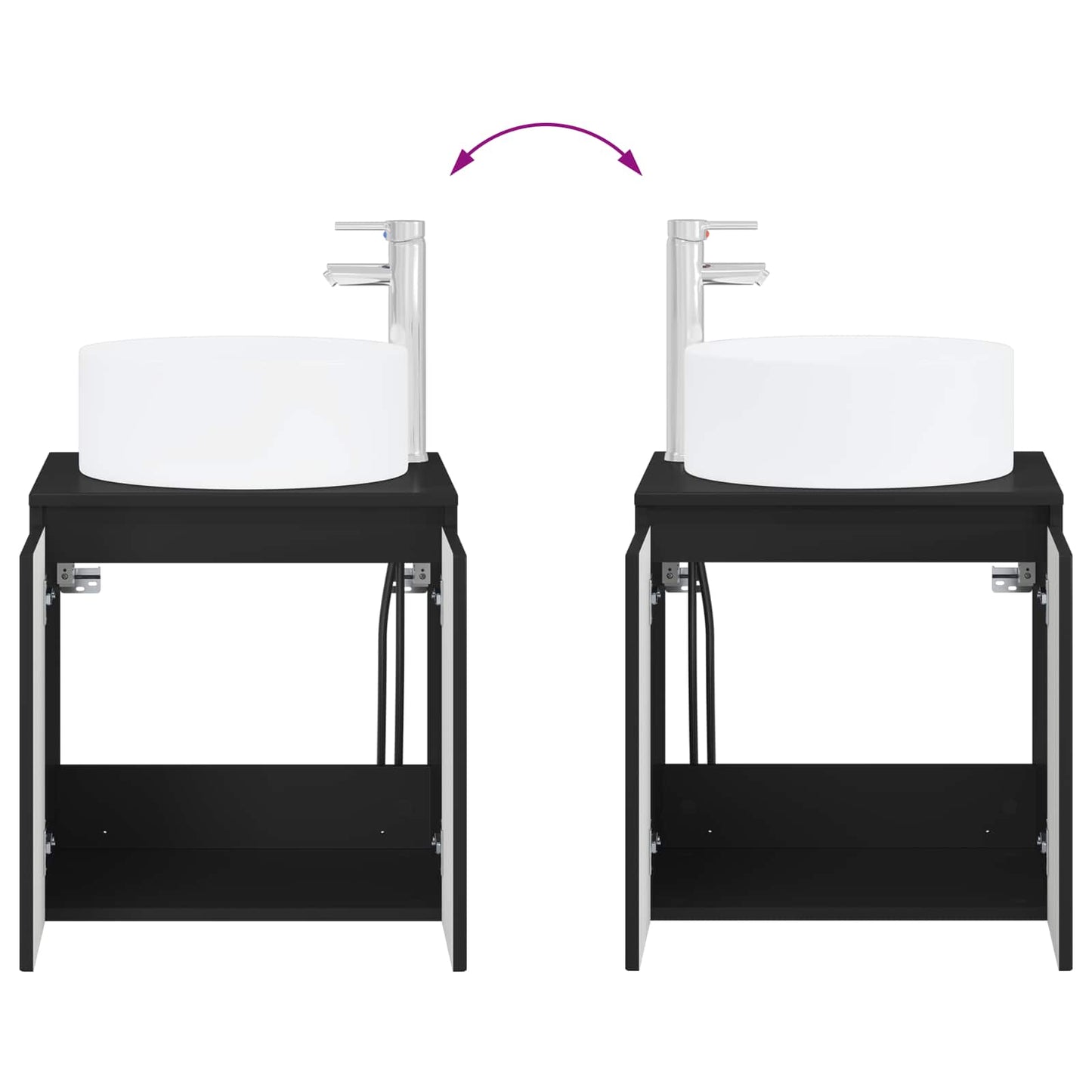 Bathroom Cabinet Set 3 pcs Black 49.5 x 44.5 x 65.5 cm