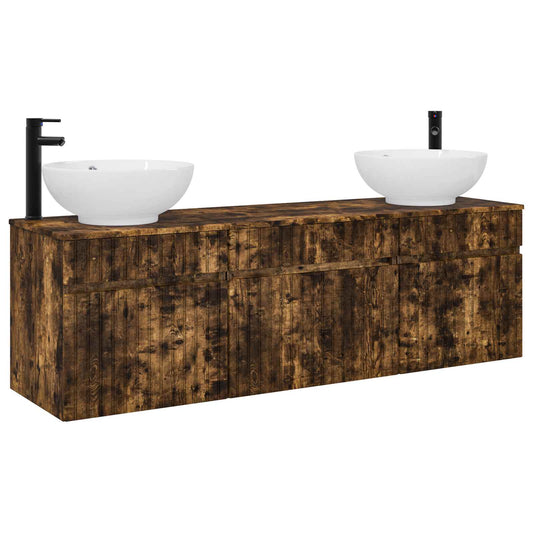 Bathroom Cabinet Set 3 pcs Smoked Oak 49 x 44.5 x 66.5 cm Bathroom Cabinet Set 3 pcs Smoked Oak 49 x 44.5 x 66.5 cm