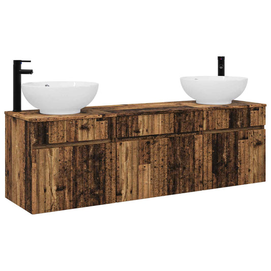 Bathroom Cabinet Set 3 pcs Old Wood 49 x 44.5 x 66.5 cm Bathroom Cabinet Set 3 pcs Old Wood 49 x 44.5 x 66.5 cm