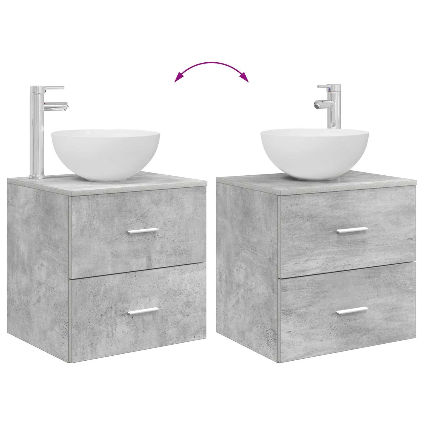 Bathroom Cabinet Set 3 pcs Concrete Grey 49.5 x 35 x 63 cm