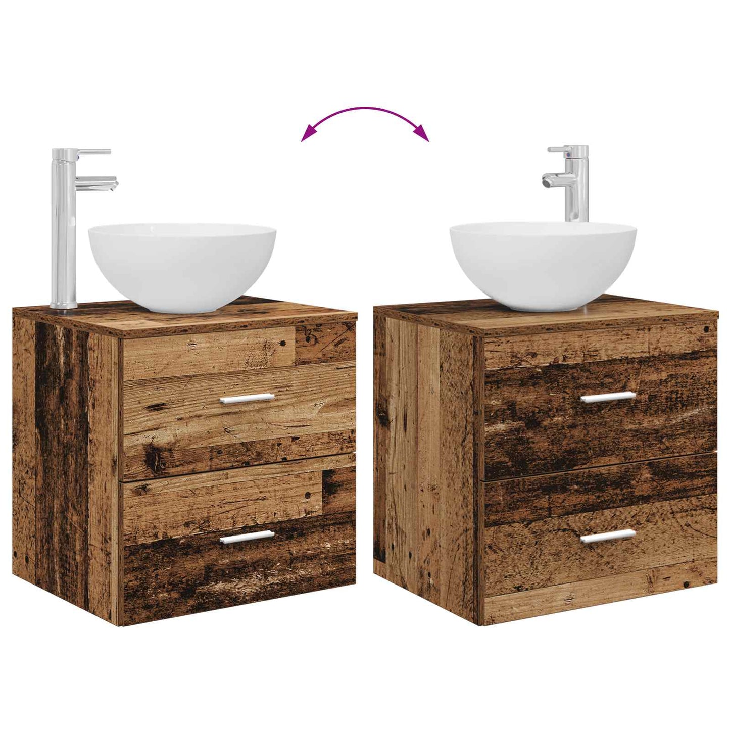 Bathroom Cabinet Set 3 pcs Old Wood 49.5 x 35 x 63 cm