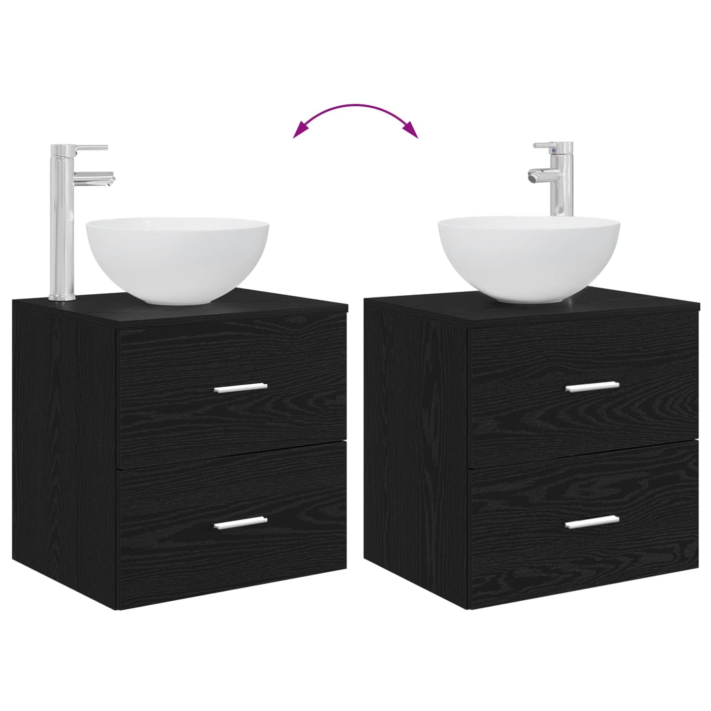 Bathroom Cabinet Set 3 pcs Black Oak 49.5 x 41 x 64.5 cm