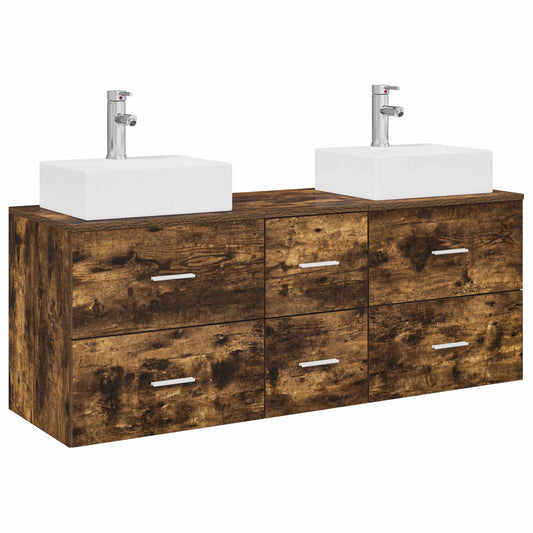Bathroom Cabinet Set 3 pcs Smoked Oak 49.5 x 41 x 62.5 cm Bathroom Cabinet Set 3 pcs Smoked Oak 49.5 x 41 x 62.5 cm
