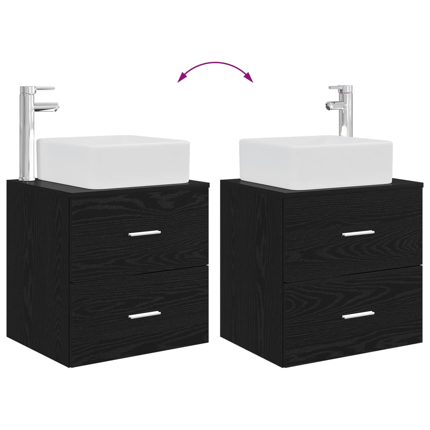 Bathroom Cabinet Set 3 pcs Black 53 x 34.5 x 63 cm