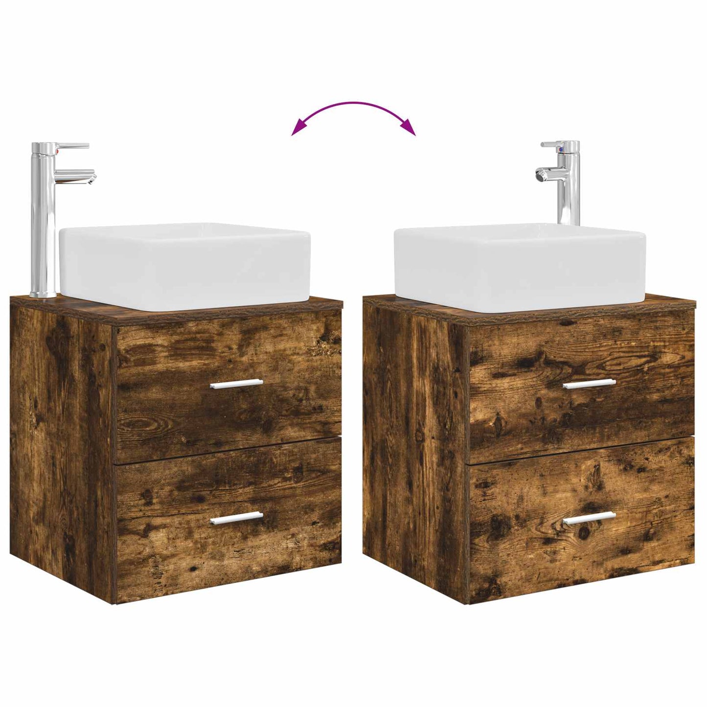 Bathroom Cabinet Set 3 pcs Smoked Oak 53 x 34.5 x 63 cm