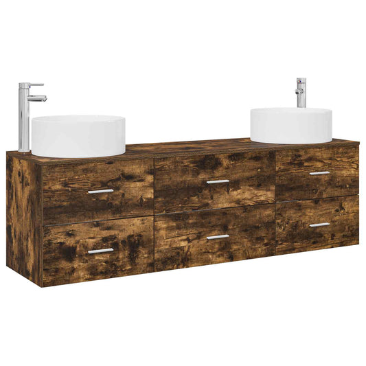 Bathroom Furniture Set 3 pcs Smoked Oak 49.5 x 44.5 x 65.5 cm Bathroom Furniture Set 3 pcs Smoked Oak 49.5 x 44.5 x 65.5 cm