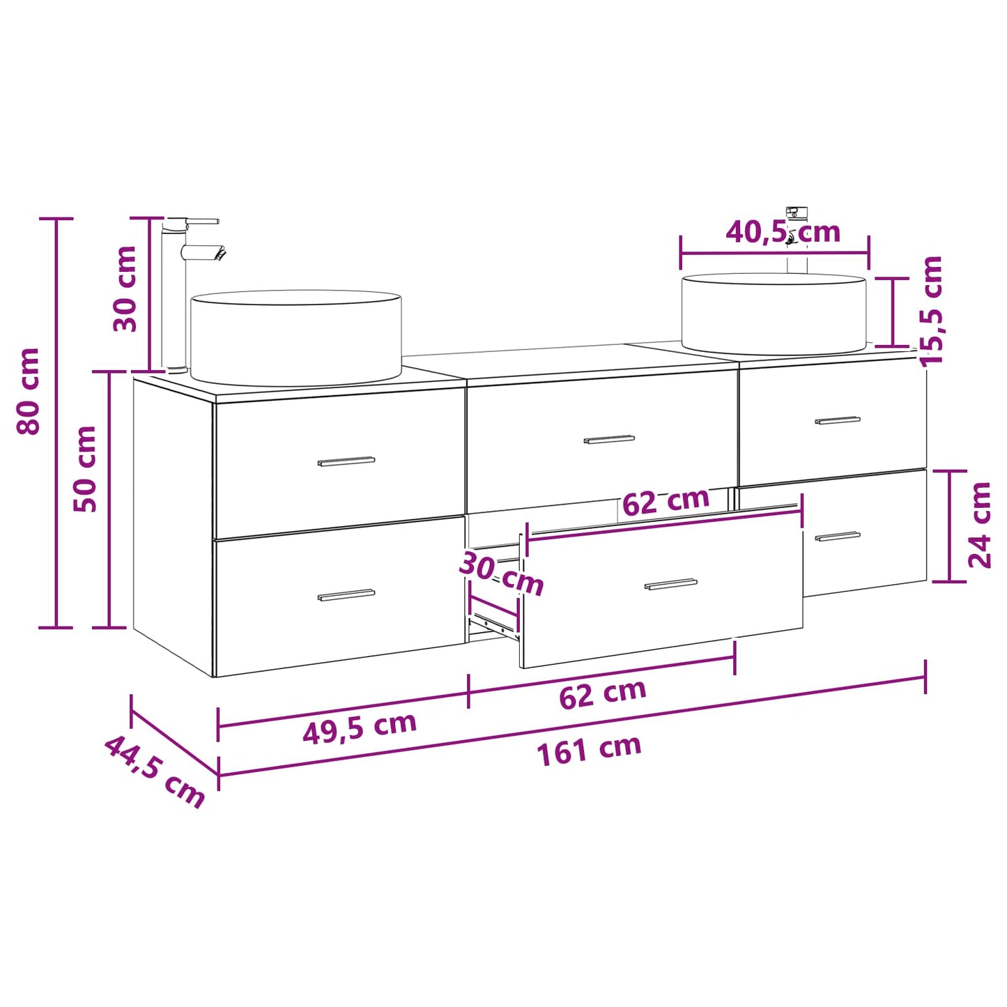 Bathroom Furniture Set 3 pcs Old Wood 49.5 x 44.5 x 65.5 cm