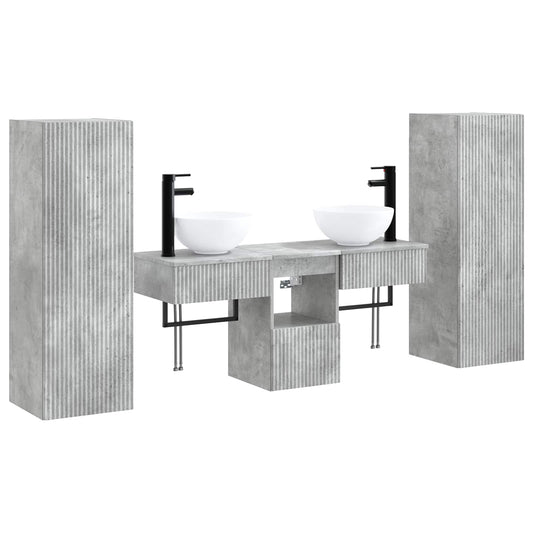 Bathroom Furniture Set 5 pcs Concrete Grey 33 x 34.5 x 100 cm Bathroom Furniture Set 5 pcs Concrete Grey 33 x 34.5 x 100 cm