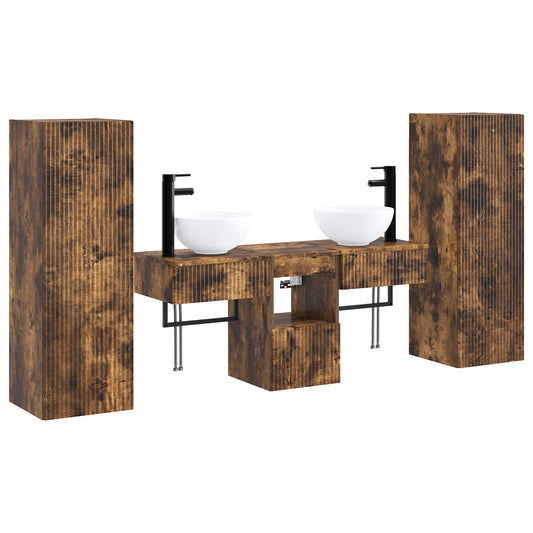 Bathroom Furniture Set 5 pcs Smoked Oak 33 x 34.5 x 100 cm Bathroom Furniture Set 5 pcs Smoked Oak 33 x 34.5 x 100 cm