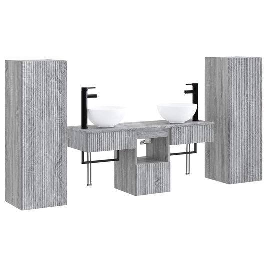 Bathroom Furniture Set 5 pcs Grey Sonoma 33 x 34.5 x 100 cm Bathroom Furniture Set 5 pcs Grey Sonoma 33 x 34.5 x 100 cm