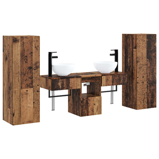 Bathroom Furniture Set 5 pcs Old Wood 33 x 34.5 x 100 cm Bathroom Furniture Set 5 pcs Old Wood 33 x 34.5 x 100 cm