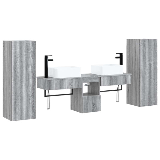 Bathroom Furniture Set 5 pcs Grey Sonoma 33 x 34.5 x 100 cm Bathroom Furniture Set 5 pcs Grey Sonoma 33 x 34.5 x 100 cm