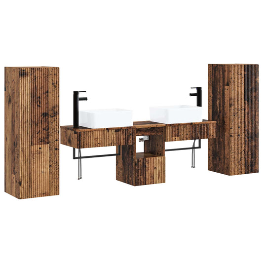 Bathroom Furniture Set 5 pcs Old Wood 33 x 34.5 x 100 cm Bathroom Furniture Set 5 pcs Old Wood 33 x 34.5 x 100 cm