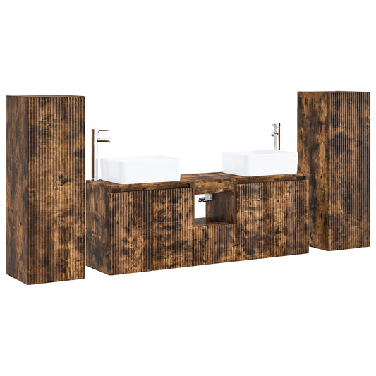 Bathroom Furniture Set 5 pcs Smoked Oak 33 x 34.5 x 100 cm Bathroom Furniture Set 5 pcs Smoked Oak 33 x 34.5 x 100 cm