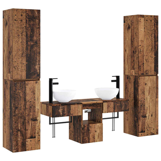 Bathroom Furniture Set 5 pcs Old Wood 33 x 34.5 x 160 cm Bathroom Furniture Set 5 pcs Old Wood 33 x 34.5 x 160 cm