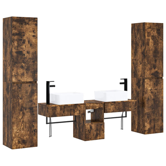 Bathroom Furniture Set 5 pcs Smoked Oak 33 x 34.5 x 160 cm Bathroom Furniture Set 5 pcs Smoked Oak 33 x 34.5 x 160 cm