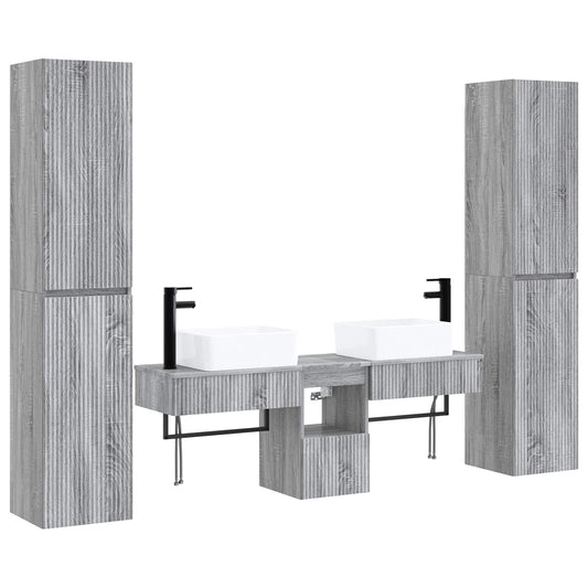 Bathroom Furniture Set 5 pcs Grey Sonoma 33 x 34.5 x 160 cm Bathroom Furniture Set 5 pcs Grey Sonoma 33 x 34.5 x 160 cm