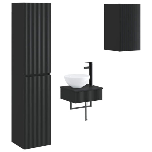 Bathroom Furniture Set 3 pcs Black 33 x 34.5 x 160 cm Bathroom Furniture Set 3 pcs Black 33 x 34.5 x 160 cm