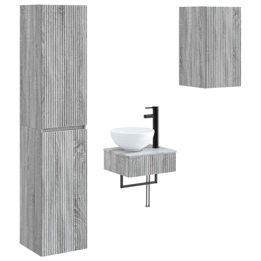 Bathroom Furniture Set 3 pcs Grey Sonoma 33 x 34.5 x 160 cm Bathroom Furniture Set 3 pcs Grey Sonoma 33 x 34.5 x 160 cm