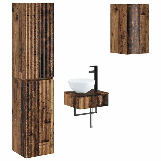 Bathroom Furniture Set 3 pcs Old Wood 33 x 34.5 x 160 cm Bathroom Furniture Set 3 pcs Old Wood 33 x 34.5 x 160 cm